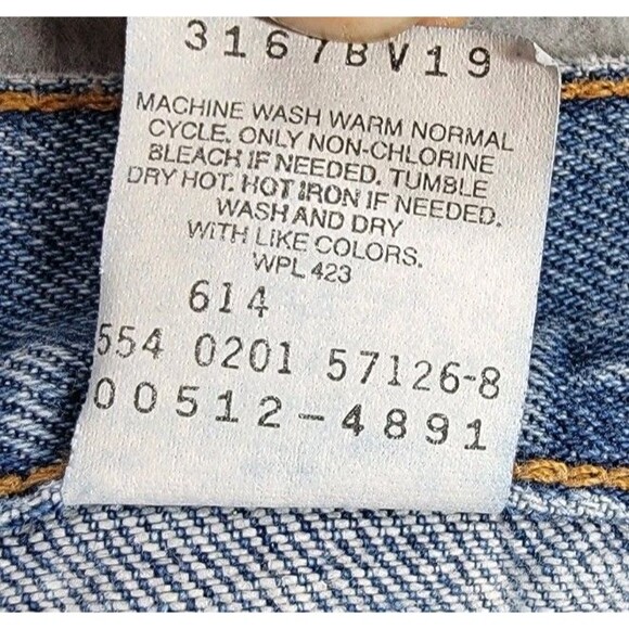 Vintage Levis 512 Jeans Mens 33x34 Slim Straight Blue High Distressed Y2K USA - Picture 12 of 15